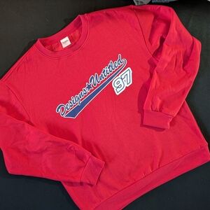 Designs Untitled 97 Red Graphic Print Mens Pullover Sweatshirt Crew Neck  Size L